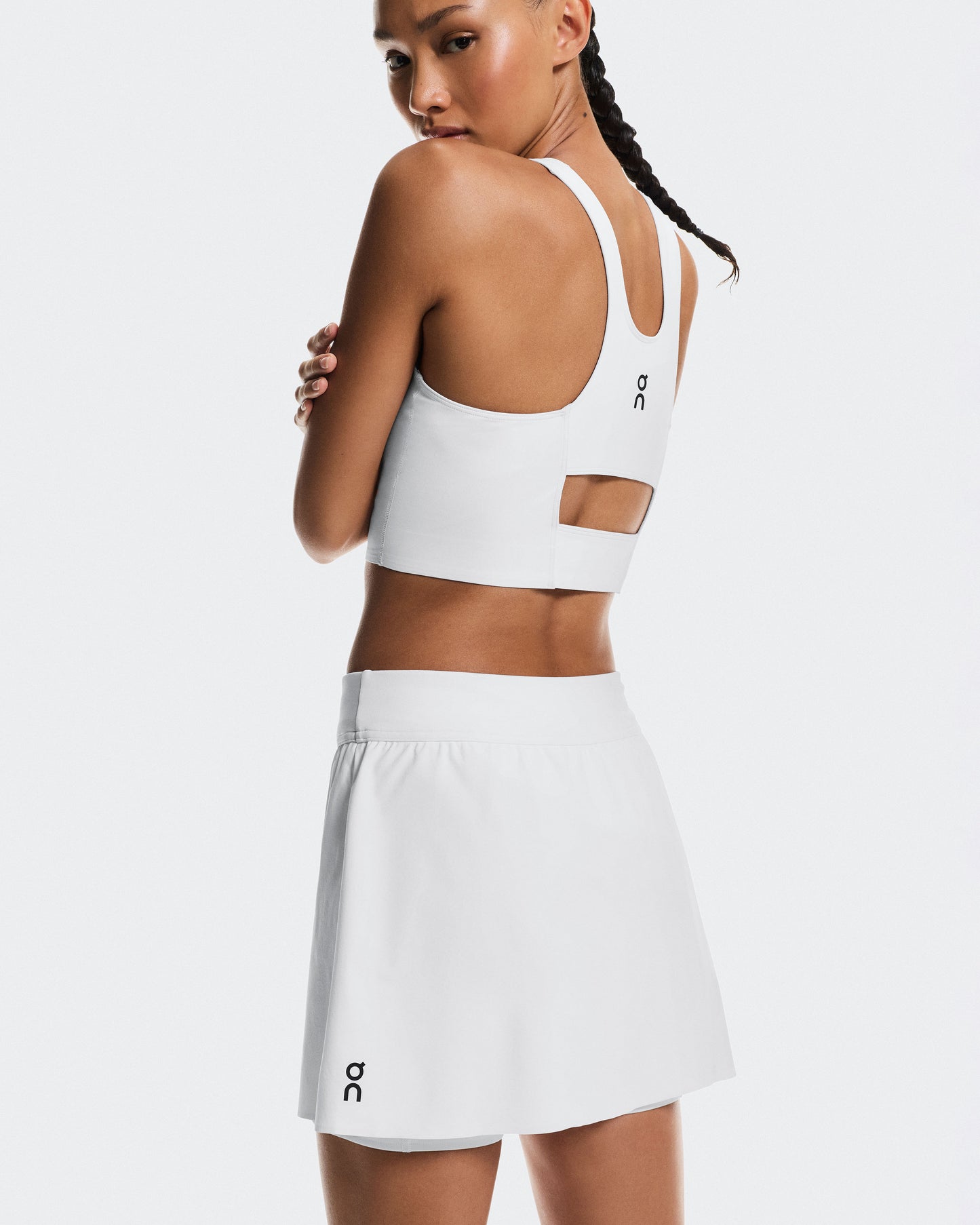 Women's Court Skirt Split Edge White | Black - US 3446