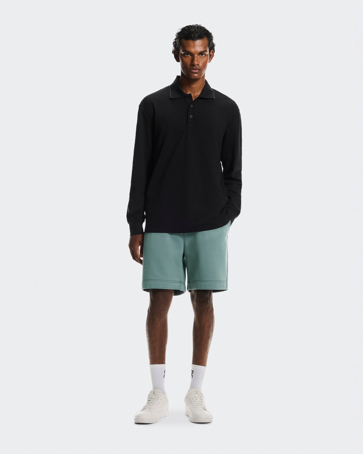 Men's Courtside Long-T Polo Black | Eclipse - US 7279