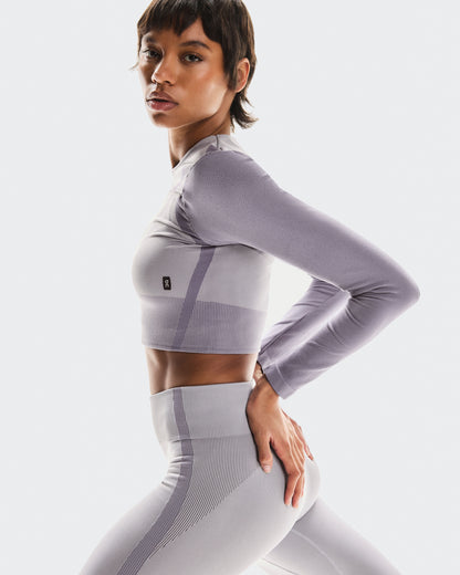 Women's Studio Knit Long-T Crop Lilac | Cosmos - US 4831